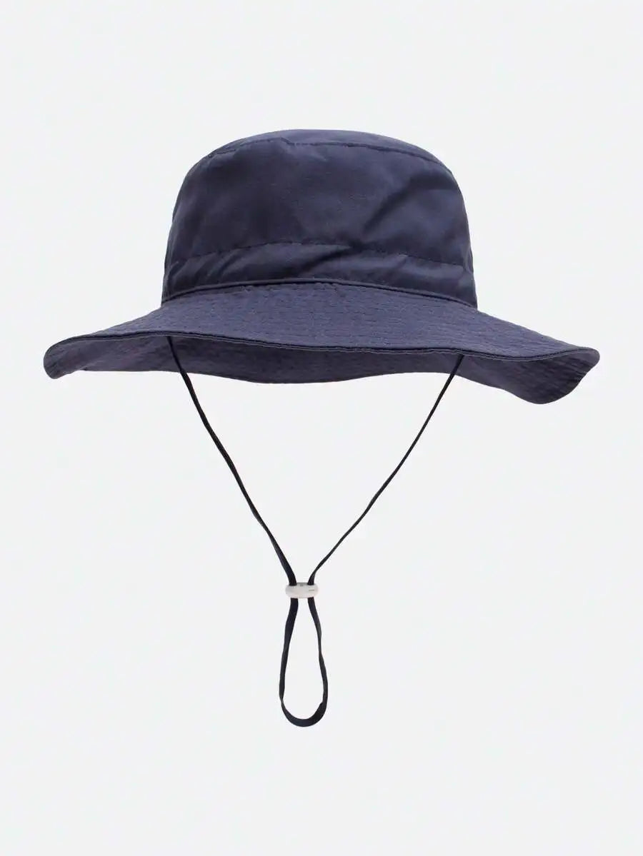 Adjustable Bucket Sun Hat with Chin Strap and Wide Brim for Outdoor Summer Adventures