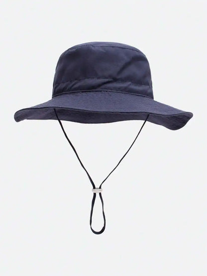 Adjustable Bucket Sun Hat with Chin Strap and Wide Brim for Outdoor Summer Adventures