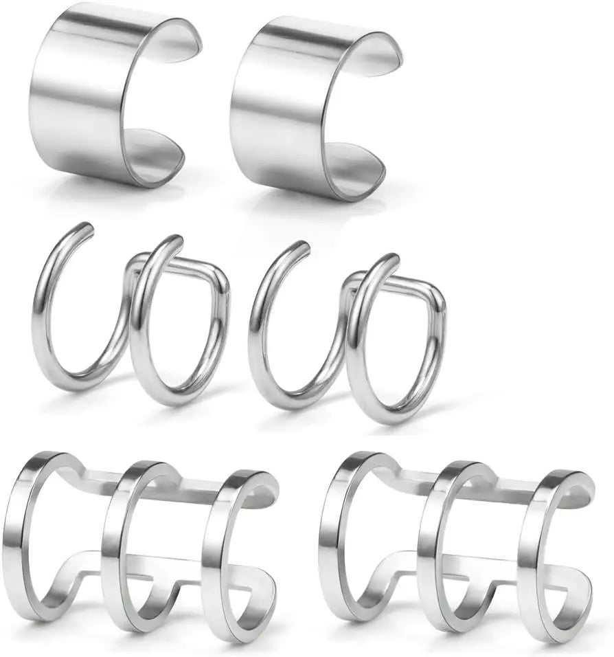 Stackable Ear Cuff Set for Punk Gothic and Alternative Fashion
