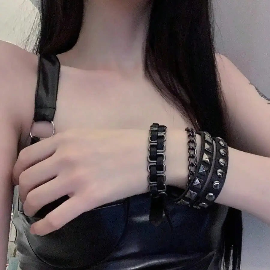 Studded Wrap Bracelet for Punk Gothic and Alternative Fashion Styling