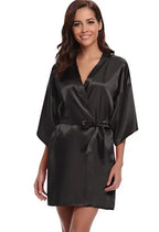 Classic Solid Satin-Finish Wrap Robe with Matching Tie Belt