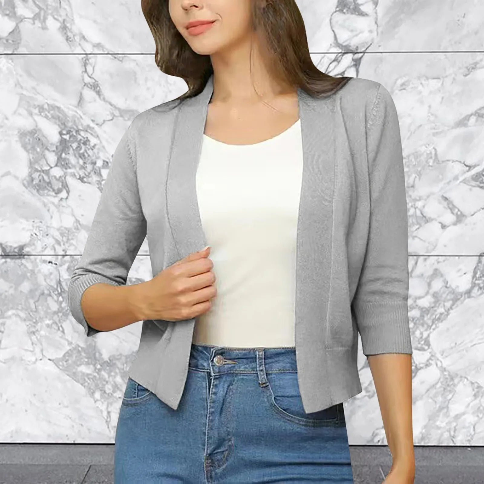 Women's Cropped Button Front Knit Cardigan with Minimalist Everyday Silhouette