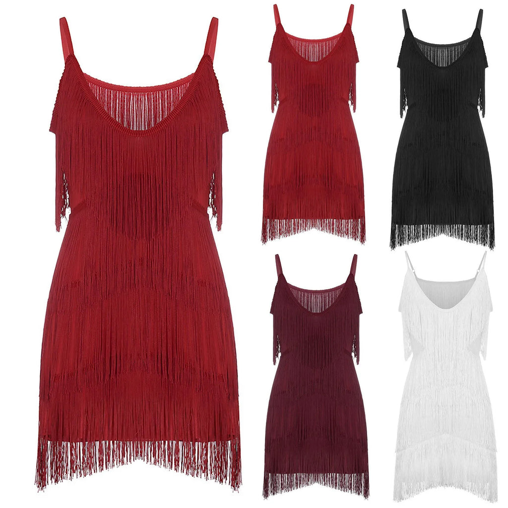 Fringe Tassel Sleeveless Mini Dress with Statement Textured Silhouette