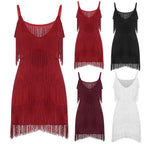 Fringe Tassel Sleeveless Mini Dress with Statement Textured Silhouette