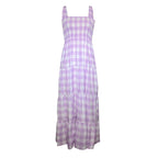 Yellow Gingham Tiered Maxi Dress with Smocked Bodice and Wide Straps