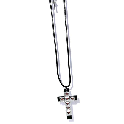 Studded Cross Pendant Necklace for Punk Grunge and Alternative Fashion Styling