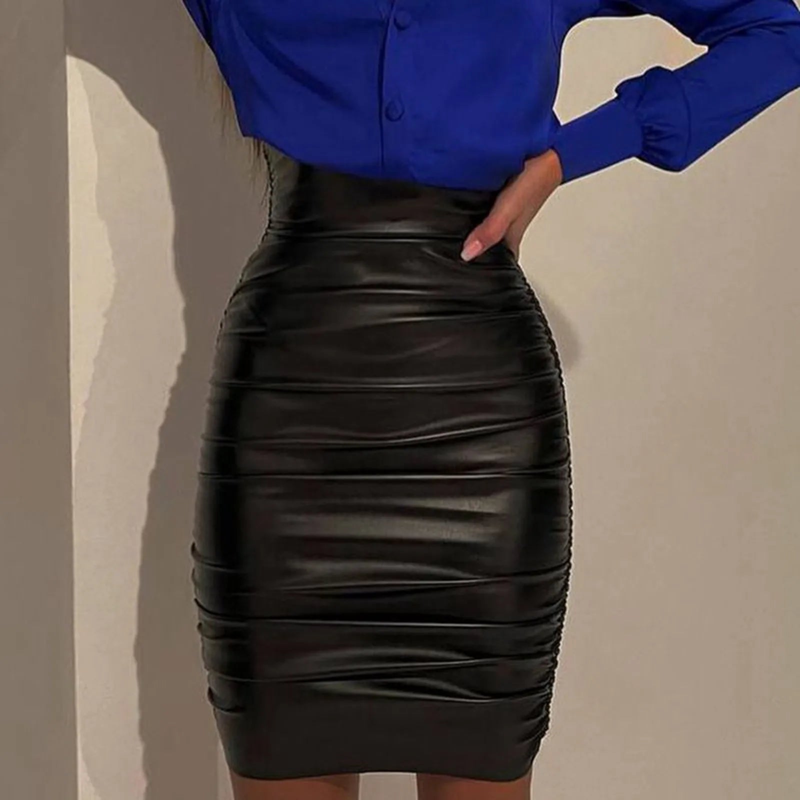 High Waist Faux Leather Mini Skirt Slim Fit Alternative Fashion Bottom