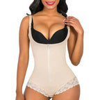 Classic Scoop Neck Smoothing Bodysuit with Delicate Lace Trim