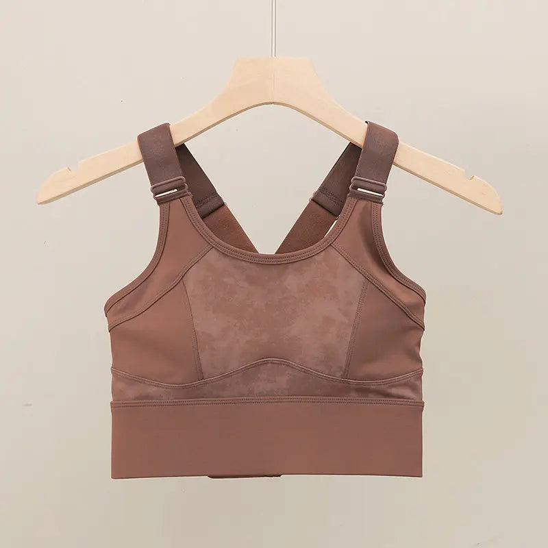 Olive Green Full-Coverage Sports Bra with Racerback Keyhole and Wide Band