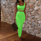 Women's Cutout Crop Top and Maxi Skirt Co-Ord Set Contemporary Evening Outfit
