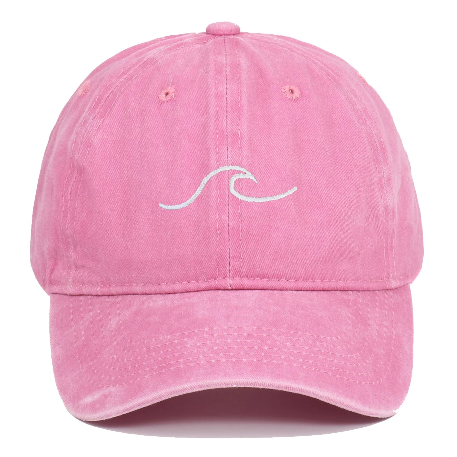 Vintage Washed Curved Brim Baseball Cap with Minimal Wave Embroidery for Casual Streetwear Style