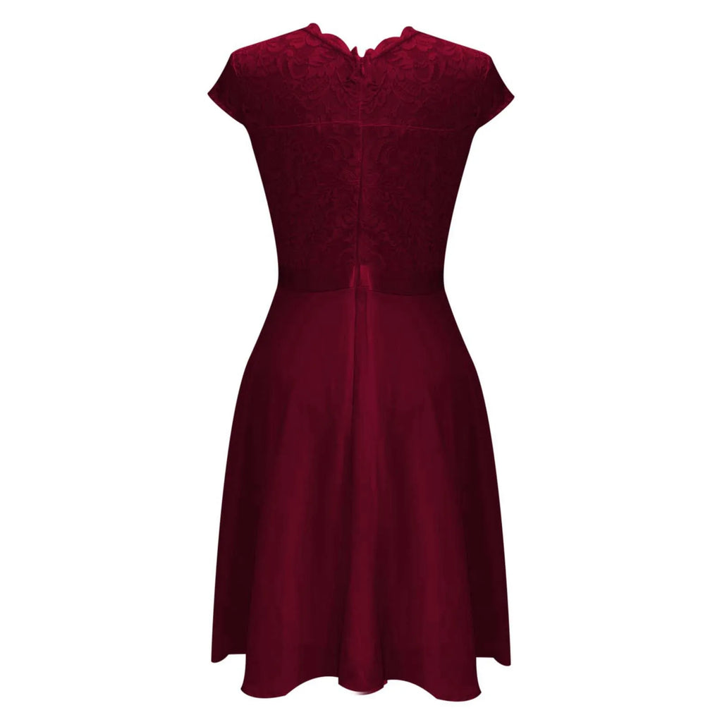 Lace Panel Ruffle Hem Feminine Alternative Midi Dress