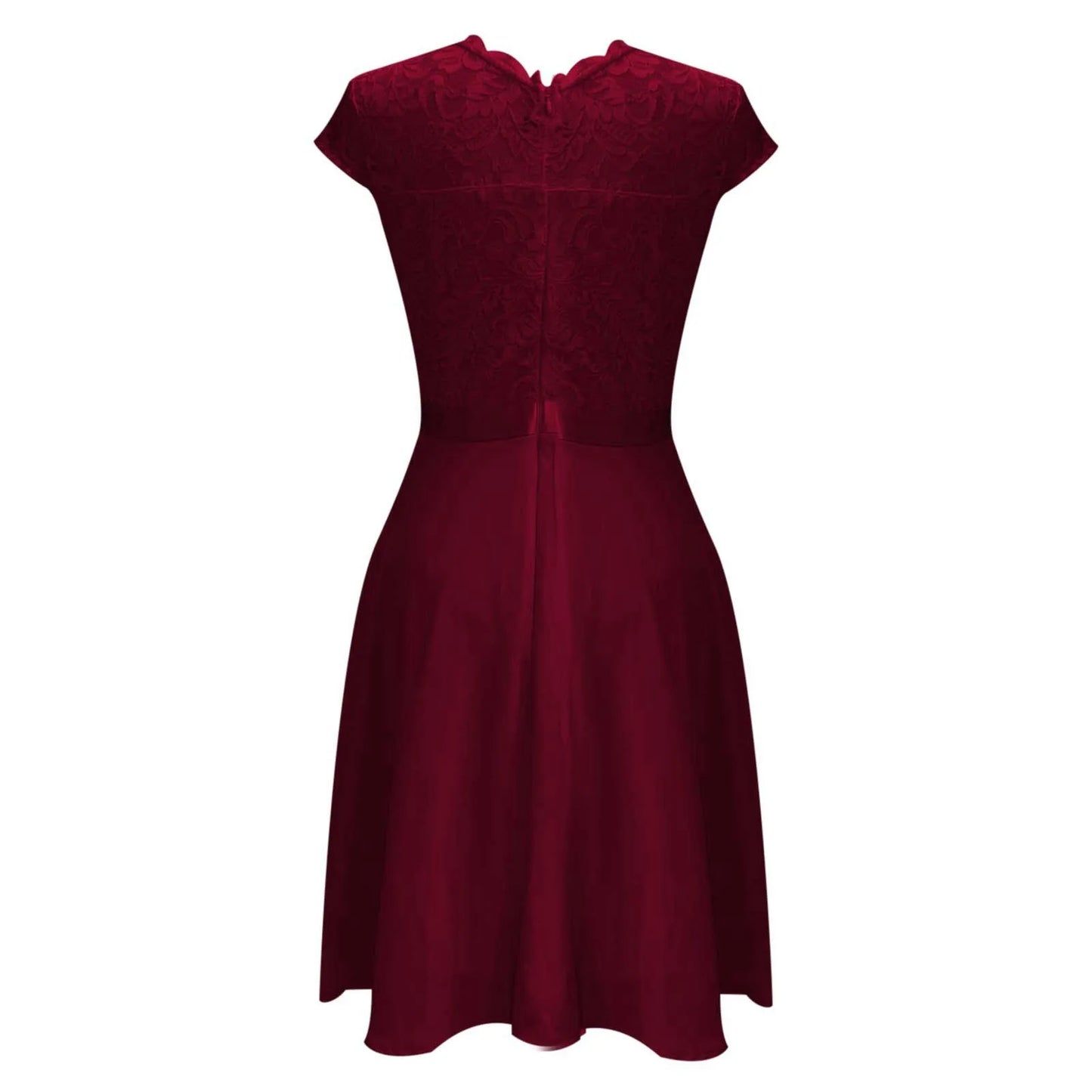 Lace Panel Ruffle Hem Feminine Alternative Midi Dress