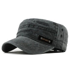 Classic Cotton Military Style Flat Top Cap for Casual Travel and Everyday Outdoor Wear