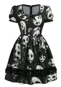 Dark Graphic Print Gothic Mini Dress with Alternative Streetwear Style
