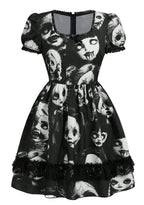 Dark Graphic Print Gothic Mini Dress with Alternative Streetwear Style