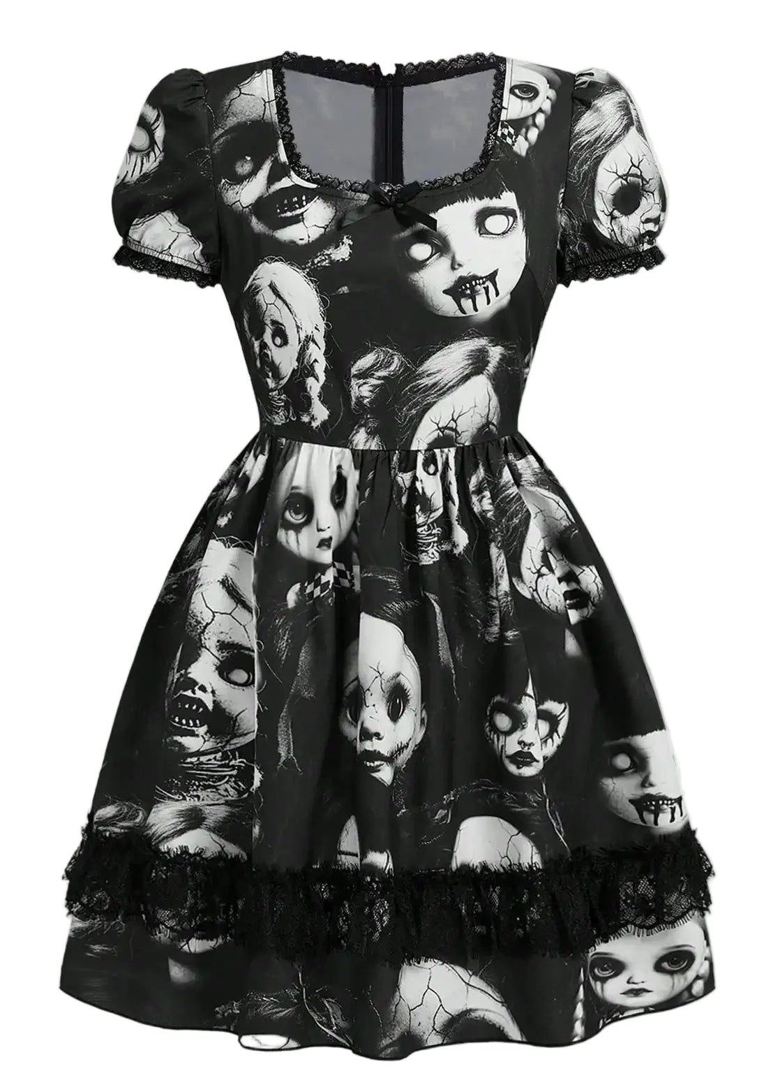 Dark Graphic Print Gothic Mini Dress with Alternative Streetwear Style