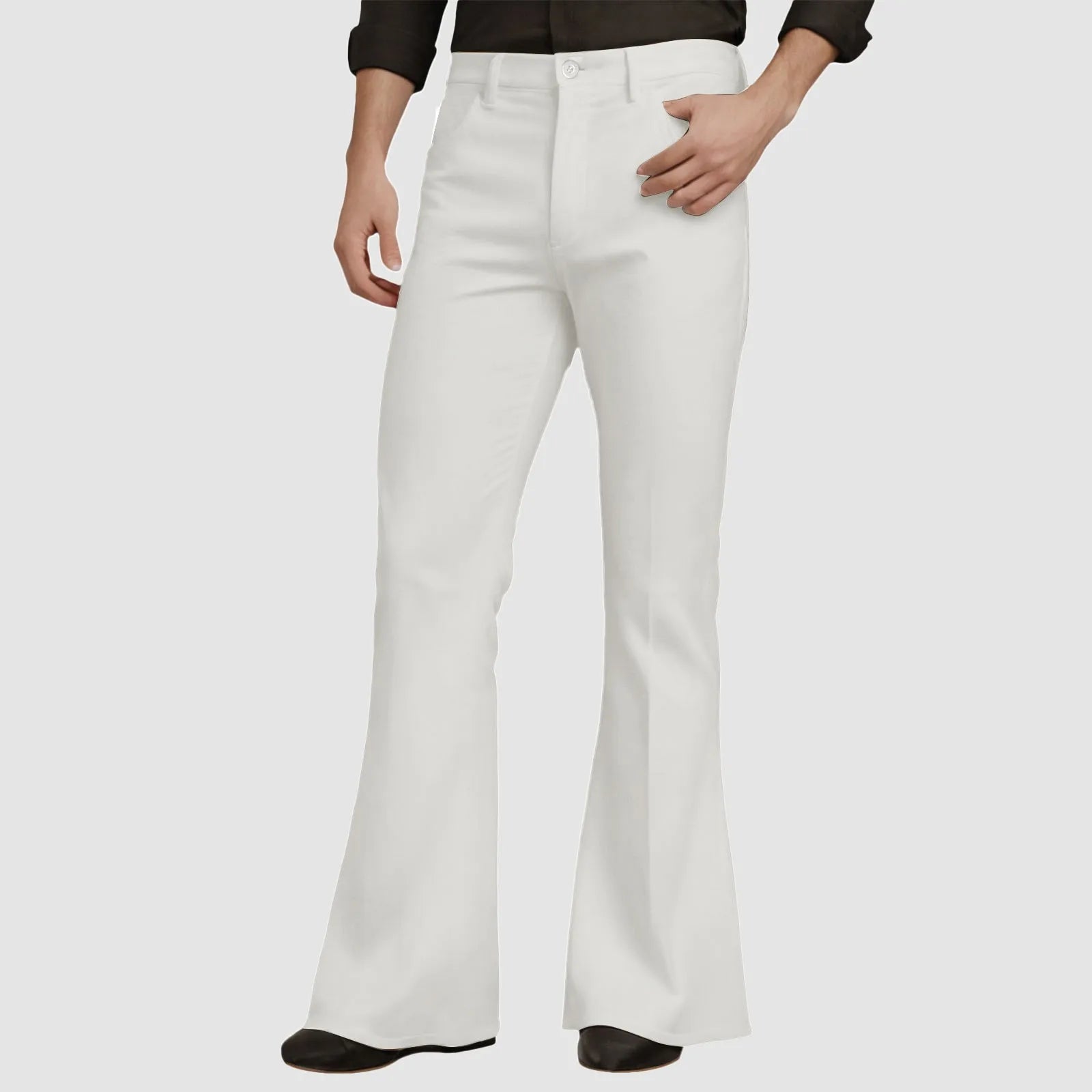 Men's Mid Rise Flared Casual Trousers with Relaxed Fit and Modern Streetwear Style