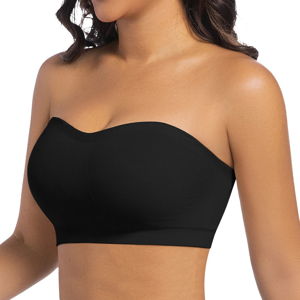 Strapless Invisible M-Shape Push-Up Bra with Seamless Full-Cup Design, Wire-Free Support and Convertible Straps