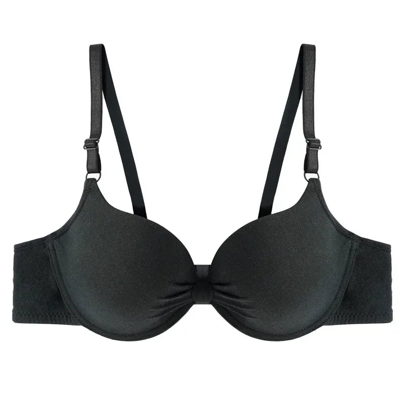 Cotton Deep-V Push-Up Bra with Gathered Cup Detail, Adjustable Straps and Classic Everyday Silhouette