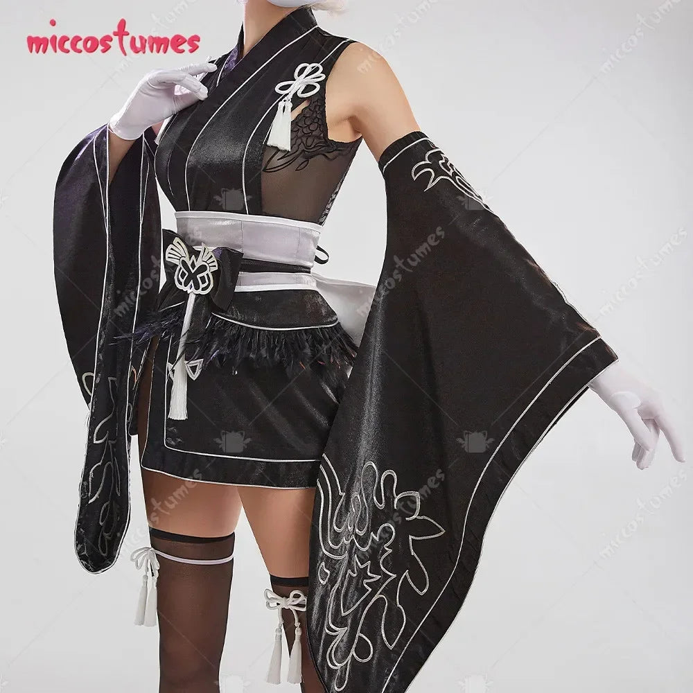 Women's Layered Kimono-Inspired Costume Set with Detached Sleeves, Headband and Matching Accessories