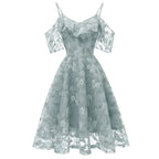 Floral Lace Overlay Cold Shoulder Alternative Fashion Mini Dress