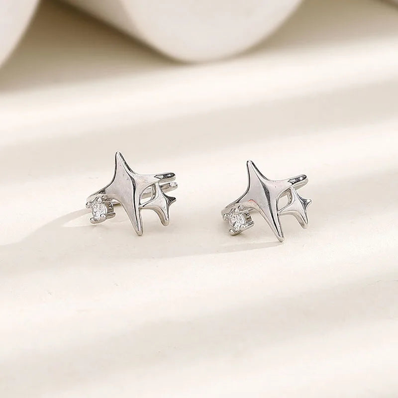 Celestial Four Point Star Ear Cuff for Gothic Y2K Alternative Styling