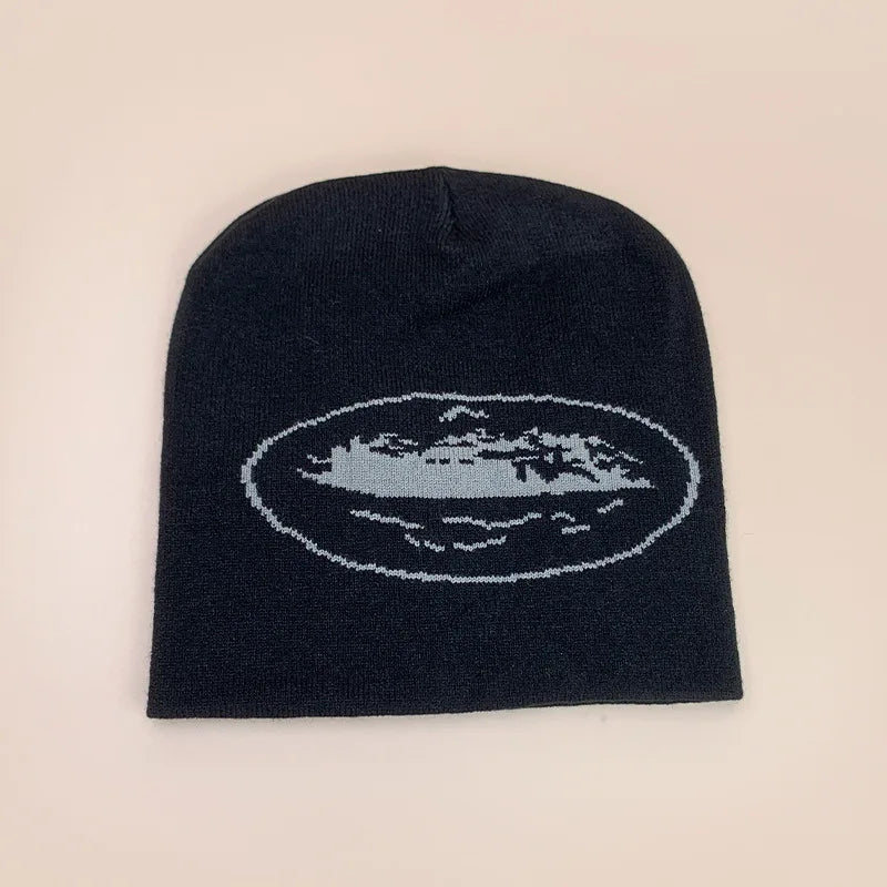 Minimalist Graphic Acrylic Knit Beanie for Contemporary Streetwear Casual Winter Everyday Fashion Style