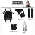 Fierce Glossy Black Cutout Bodysuit with Asymmetrical Leg Accents and Gloves