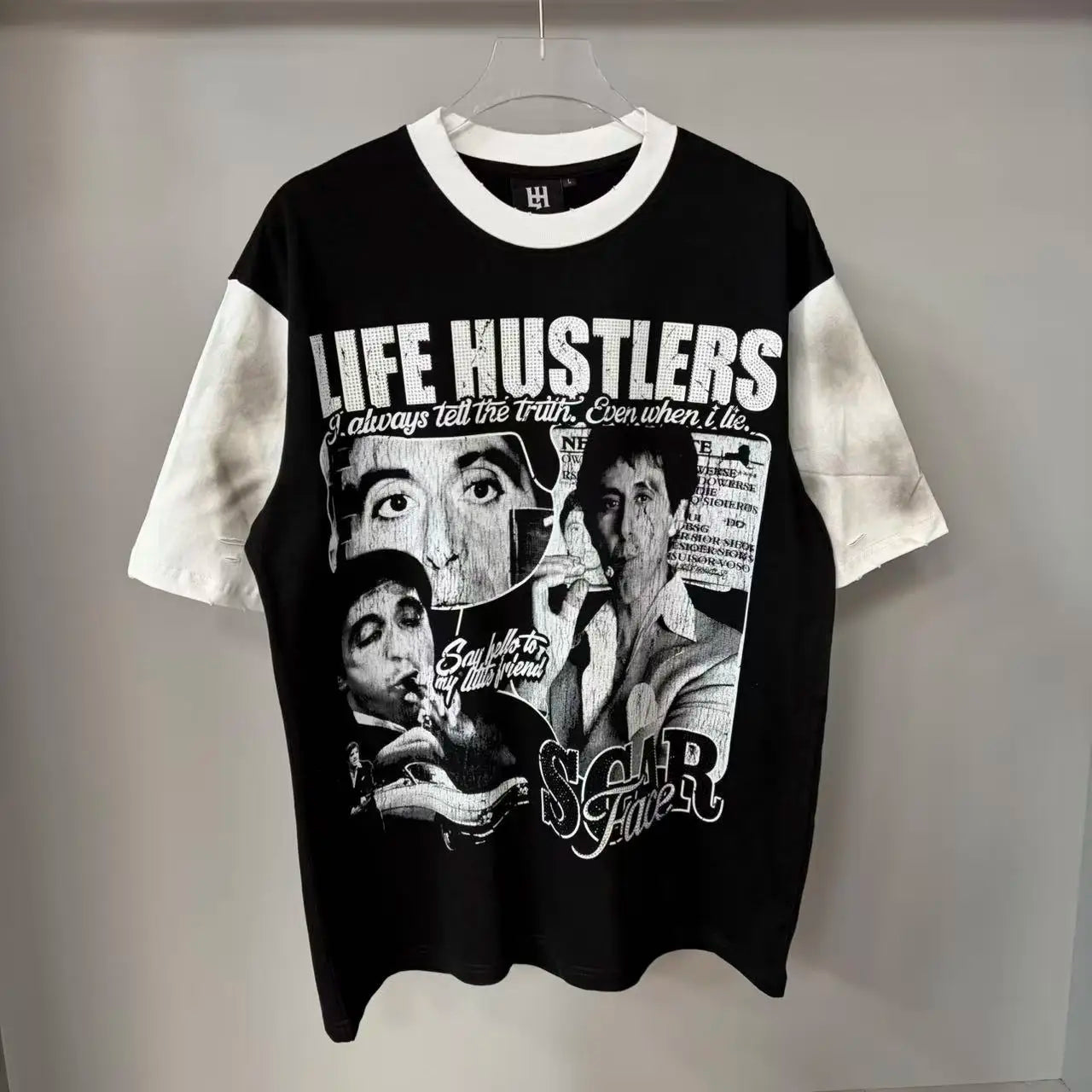 Distressed Graphic Oversized Cotton Streetwear T-Shirt with Vintage-Inspired Artwork