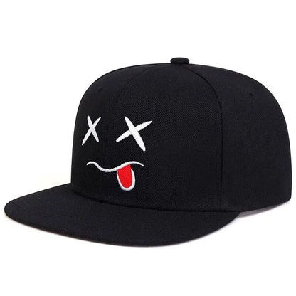 Graphic Embroidered Flat Brim Snapback Cap Adjustable Hip Hop Streetwear Fashion Hat