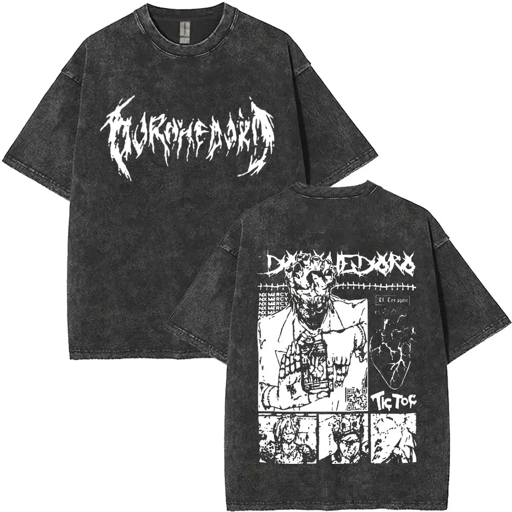 Anime Goth Horror Streetwear Tee with Distressed Underground Manga Artwork - BigCat Streetwear