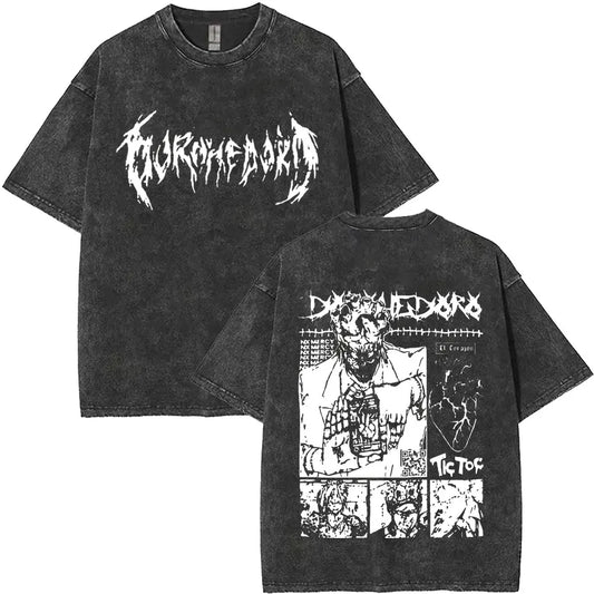 Anime Goth Horror Streetwear Tee with Distressed Underground Manga Artwork