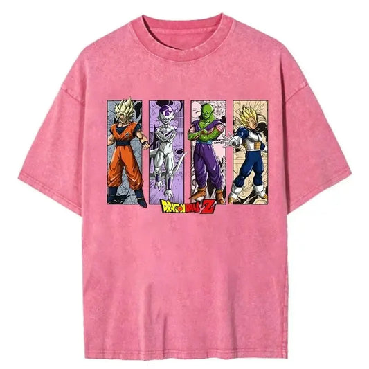 Retro Anime-Inspired Manga Warrior Streetwear Oversized Cotton Graphic T-Shirt