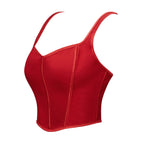 Coquette Flocked Floral Mesh Corset Top with Contrasting Trim and Sweetheart Neckline