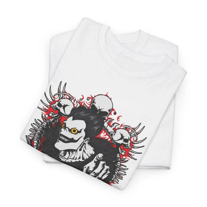 Anime Goth Oversized Graphic Tee with Dark Manga Skull Art Design