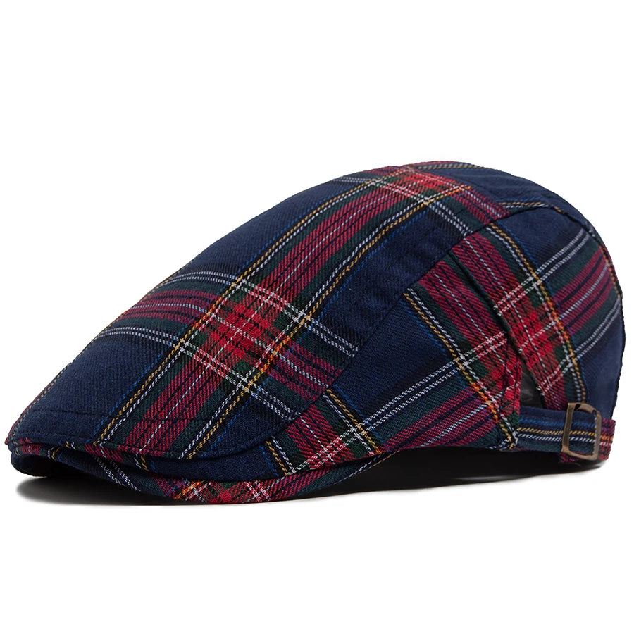 Vintage Plaid Flat Cap Adjustable Ivy Newsboy Hat for Everyday Streetwear Style