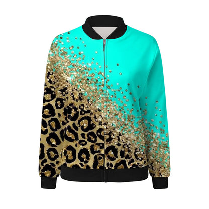 Women's Botanical Print Zip-Up Bomber Jacket with Contemporary Casual Streetwear Silhouette