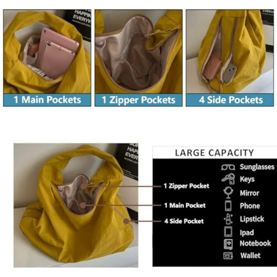 Oversized Crescent Hobo Tote Bag with Soft Slouchy Everyday Design