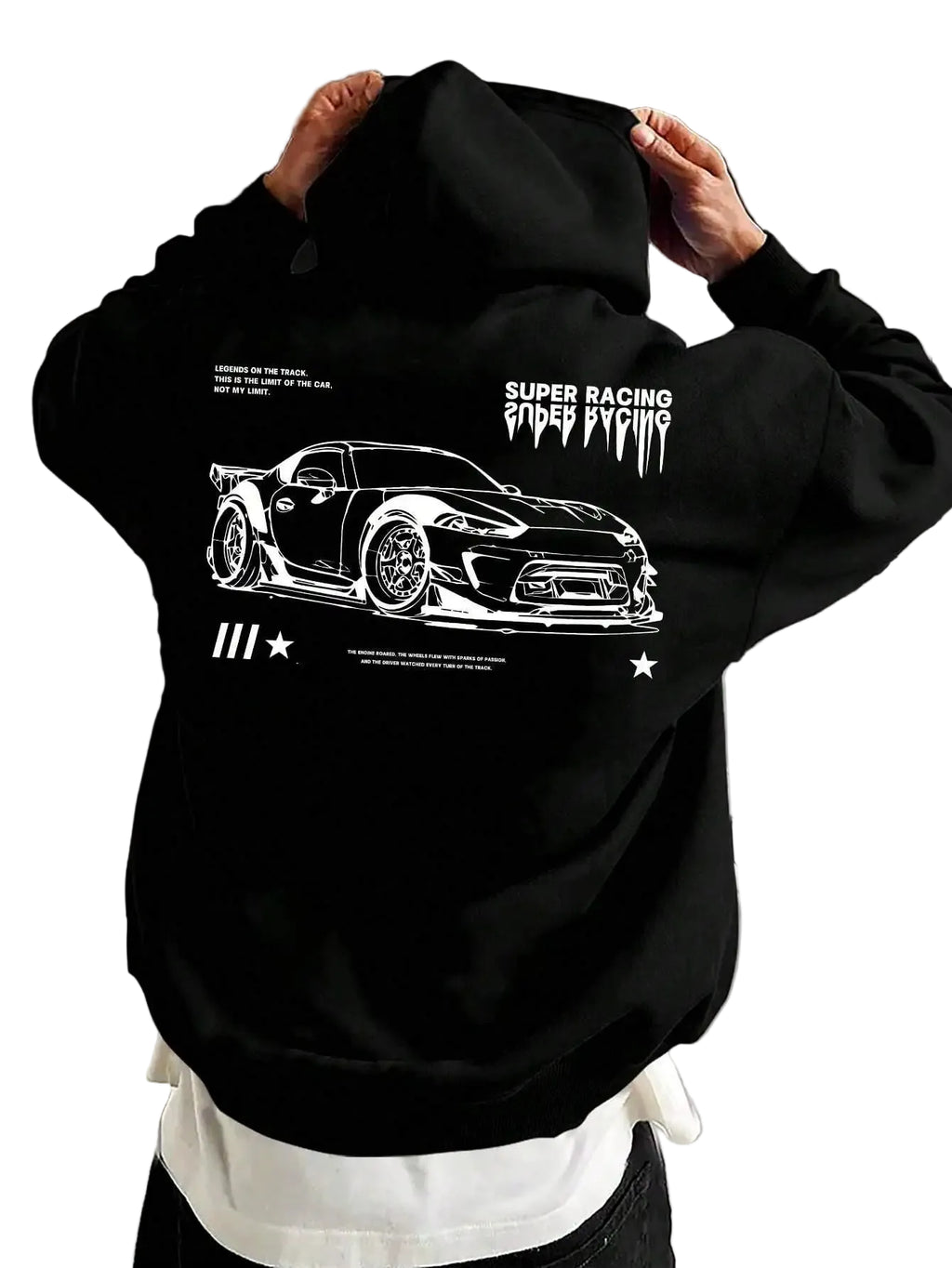 Oversized Streetwear Hoodie With Vintage Racing Graphic Back Print Design