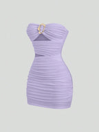Strapless Ruched Bodycon Mini Dress with Metallic Accent Contemporary Silhouette