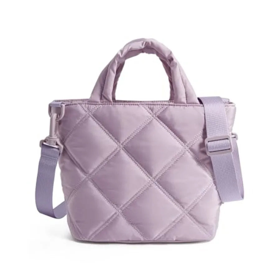Quilted Puffer Crossbody Tote Bag with Lightweight Everyday Carry