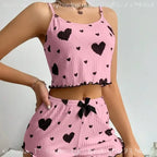 Women's Printed Camisole and Shorts Pajama Set, Sleeveless Spaghetti-Strap Sleepwear with Coordinated Summer Loungewear