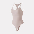 Seamless Racerback Thong Bodysuit in Versatile Beige