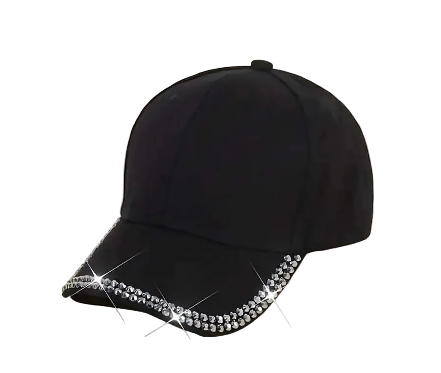 Unisex Baseball Cap with Decorative Rhinestone Trim and Adjustable Fit for Casual Streetwear Style