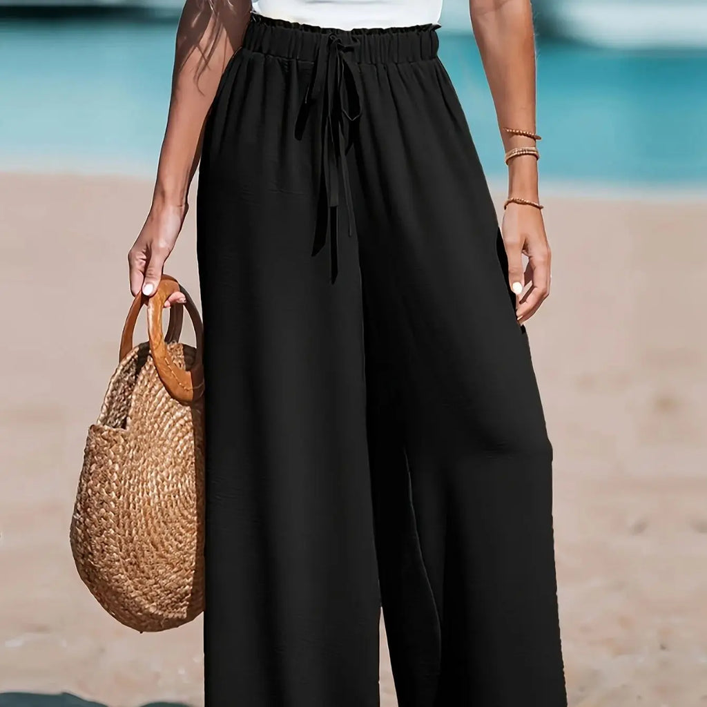 Women's High Waist Wide Leg Drawstring Pants with Relaxed Everyday Fit