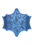Royal Blue Jacquard Waist Cincher with Dramatic Scalloped Edges and Back Lace-Up