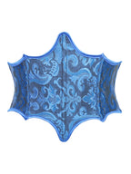 Royal Blue Jacquard Waist Cincher with Dramatic Scalloped Edges and Back Lace-Up