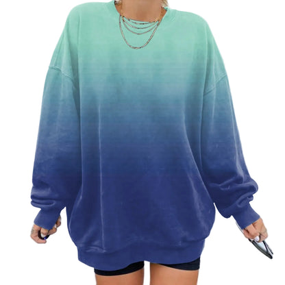 Women's Gradient Oversized Hooded Sweatshirt for Relaxed Contemporary Casual Streetwear Fashion