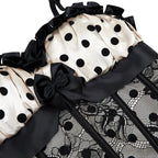 Polka Dot Mesh Corset Bustier Top with Structured Cups and Adjustable Straps